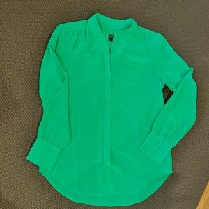 NWT JCrew Button-up Silk Shirt Green Size 2